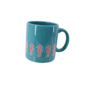 Waechtersbach Seahorse Mug Aqua Teal Pink Vintage Large 93717